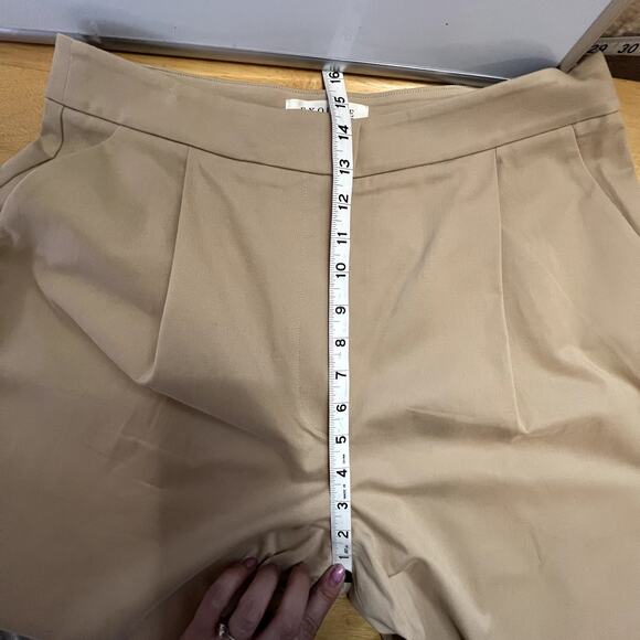 Anthropologie Exquise Tan Pleated Trousers Neutral Minimalist Workweae size L - Picture 10 of 12